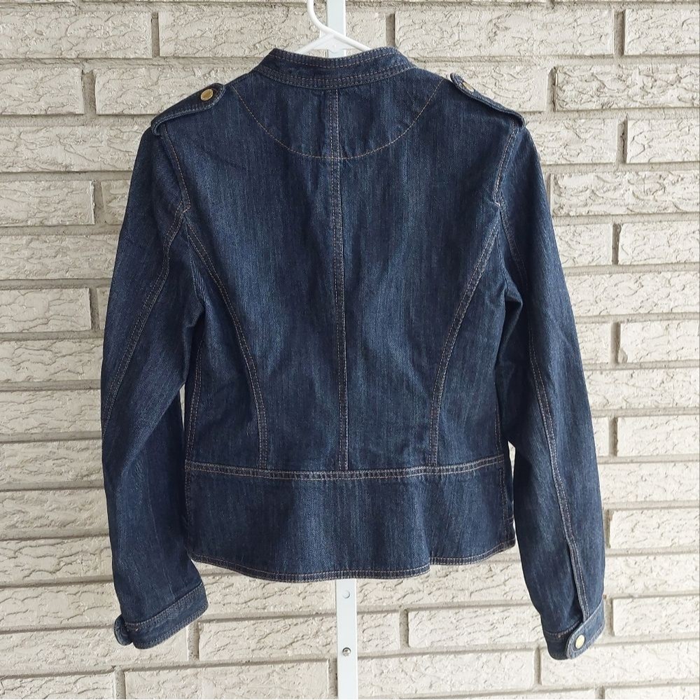 Kasper Petite Dark/Medium Wash Jean Denim Jacket with Pockets 6P EUC - Picture 7 of 8